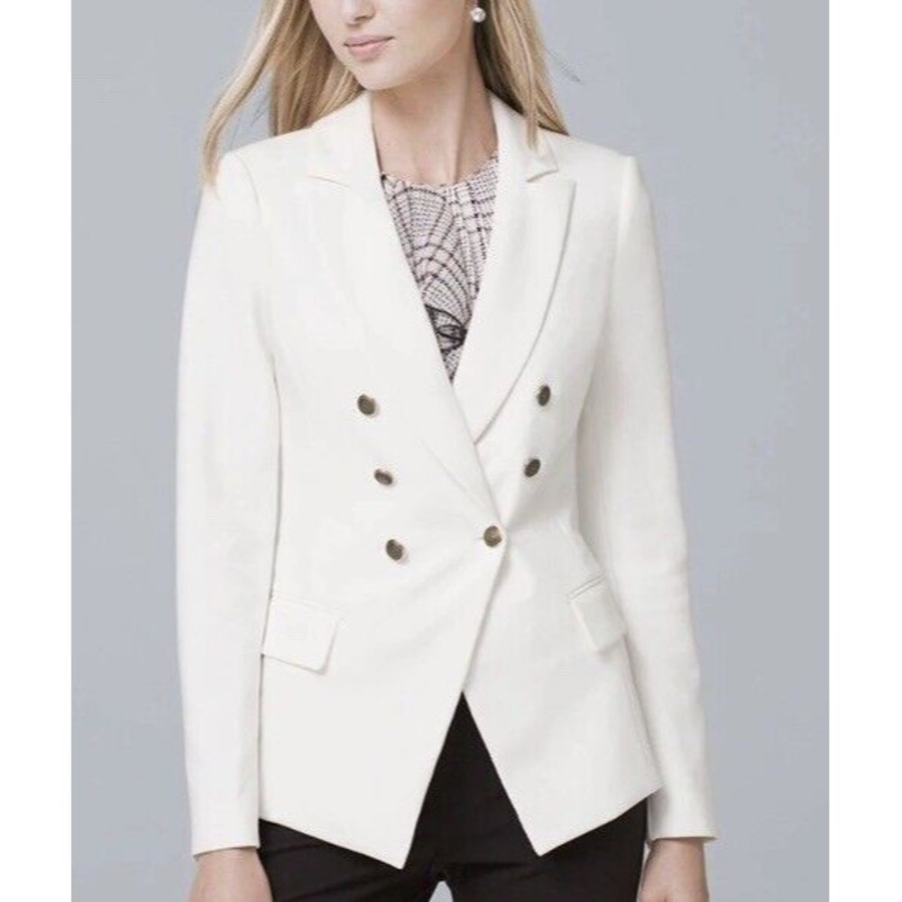 WHITE HOUSE BLACK MARKET Blazer Sz 8 Cream White Trophy Jacket Career
